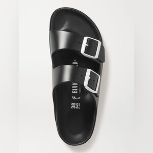BIRKENSTOCK X NET A PORTER ARIZONA LEATHER SANDAL BLACK SIZE 8